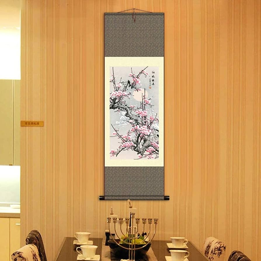 Amazon｜DBXOKKFCC 中国の水墨画スクロールスタイル梅の花水彩画書道